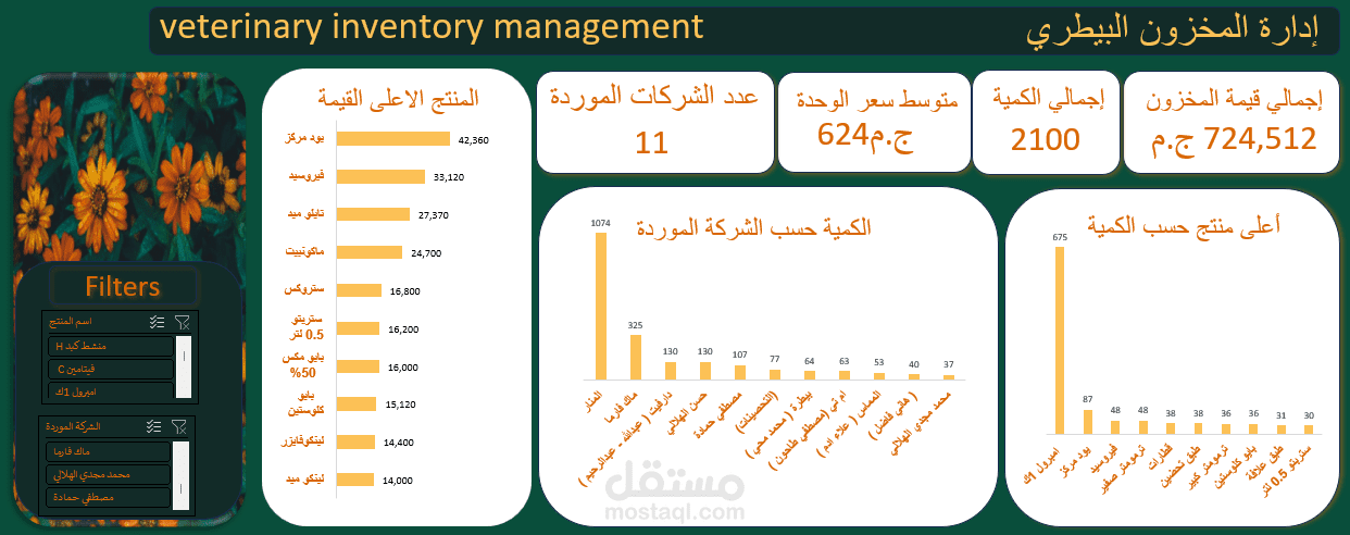 vetrenary Dashboard using Excel