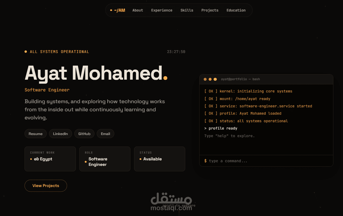 موقع Portfolio متقدم