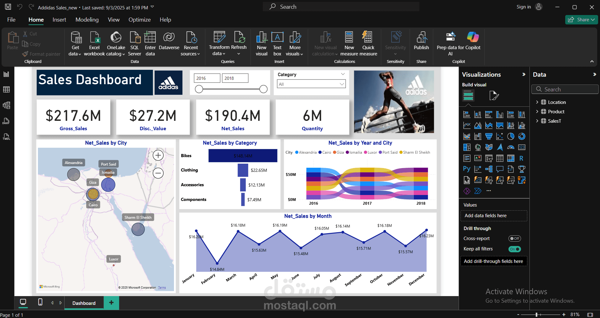 تصميم داش بورد تفاعلي لمبيعات شركة باستخدام Power BI