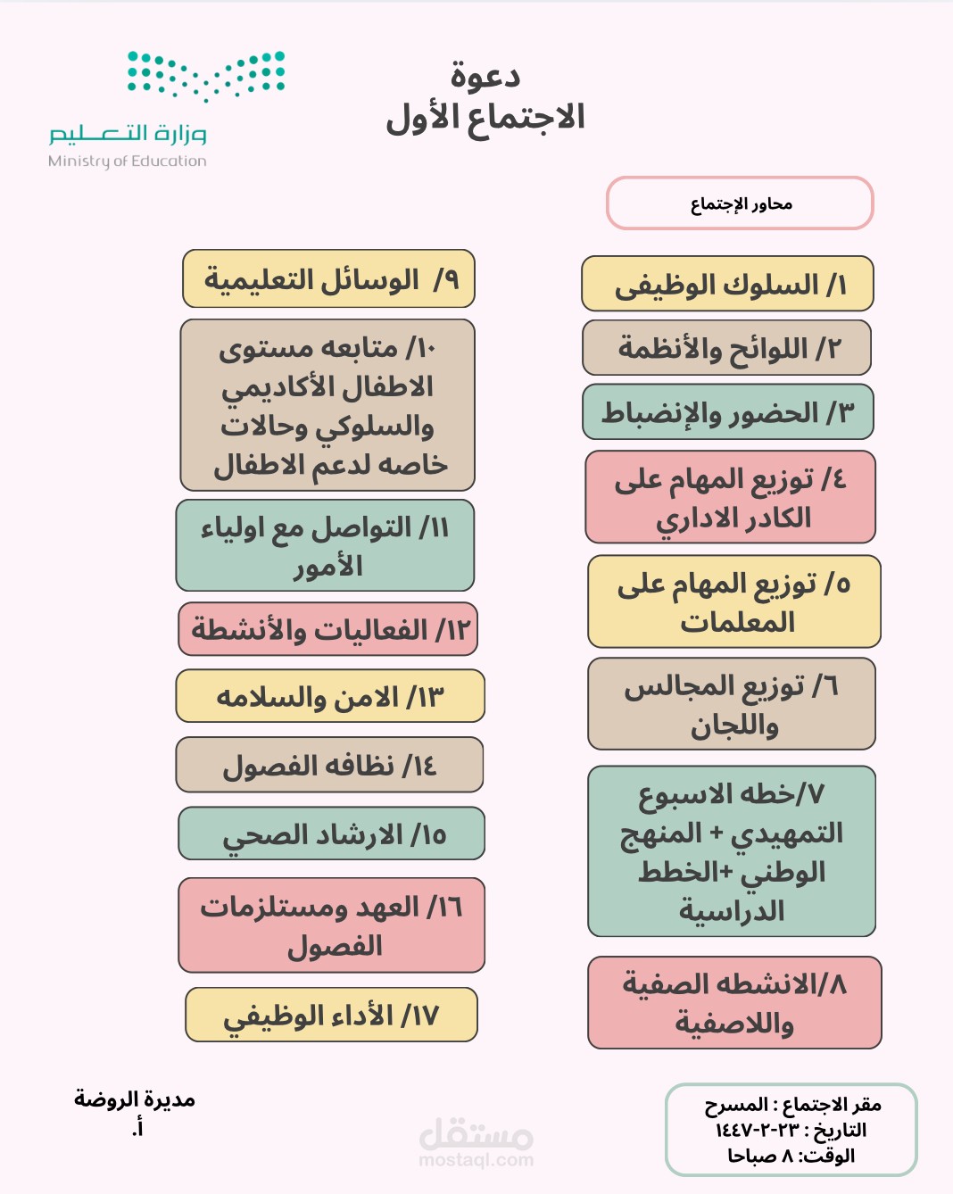 تصميم دعوة لحضور اجتماع لاطفال مرحلة مبكره
