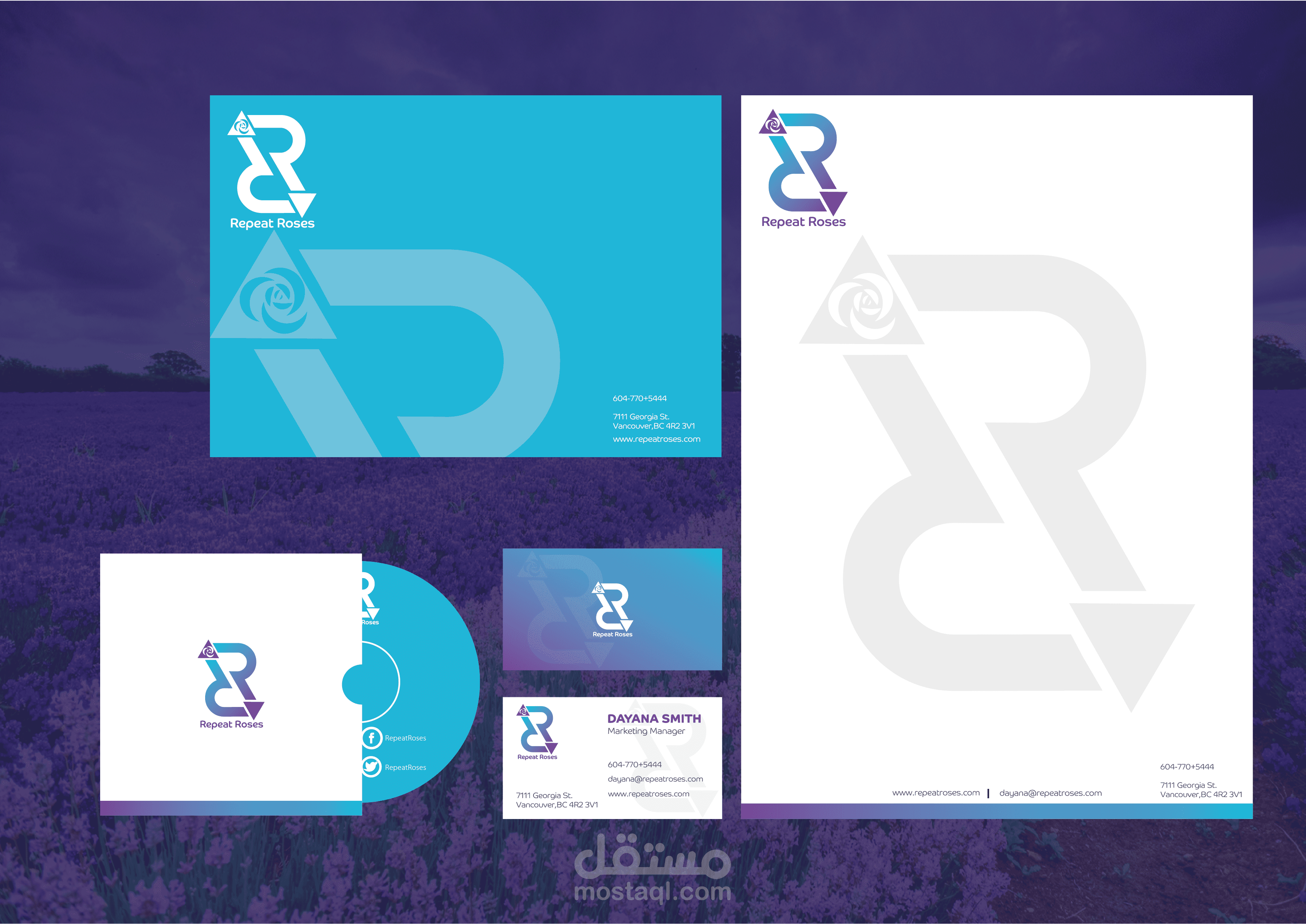 تصميمي لشعارو هوية بصرية لشركة " Repeat Roses"