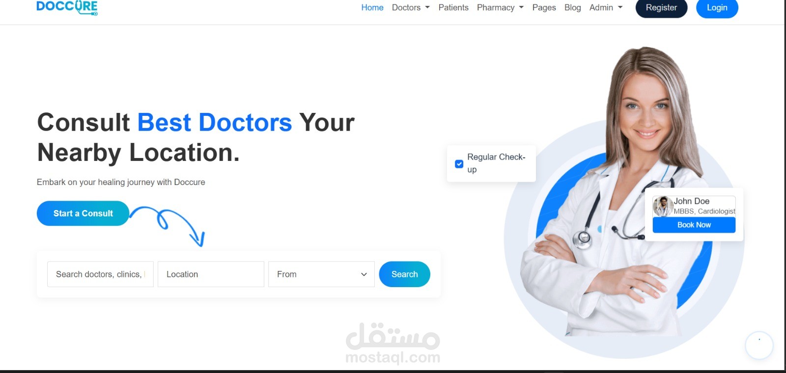 Doccure – نظام حجز مواعيد الأطباء والخدمات الصحية