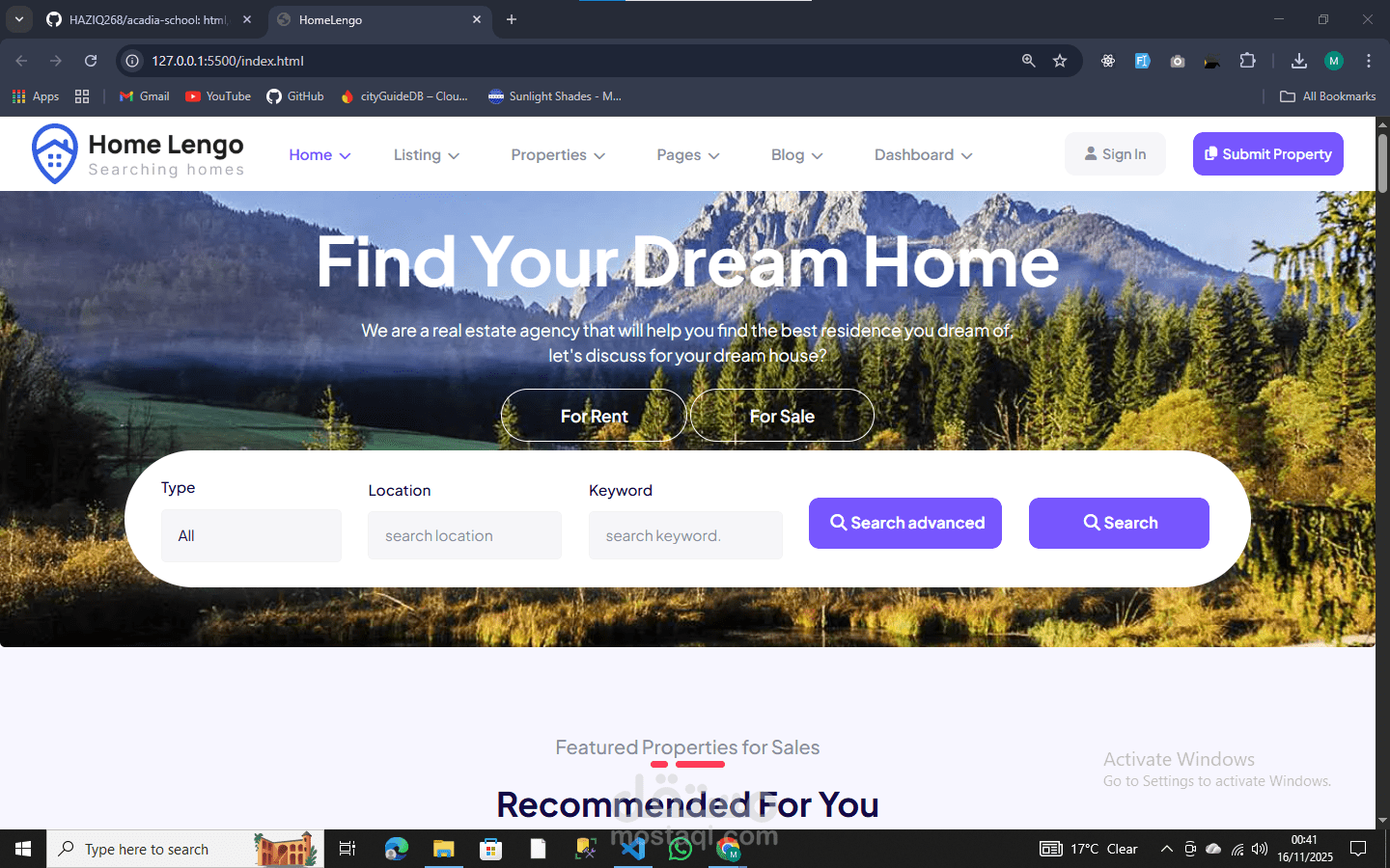 نظام موقع عقاري احترافي Home Lengo (HTML, CSS, Bootstrap, JavaScript)