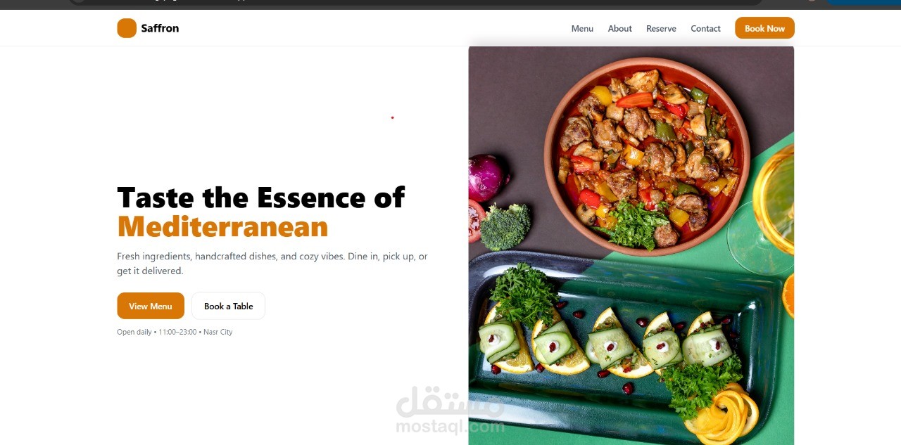 restaurent landing page