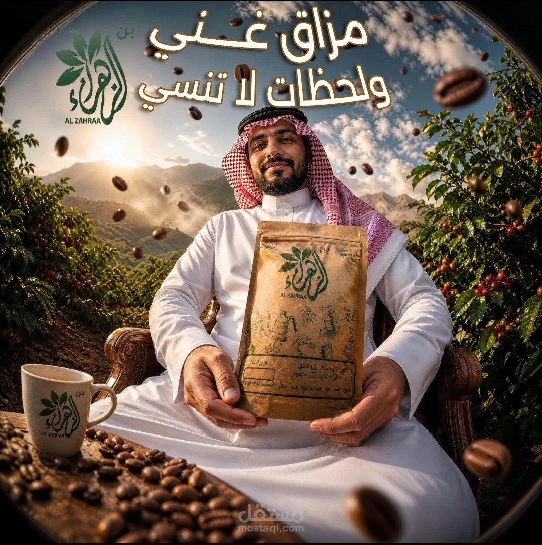 تصميم منشورات سوشيال ميديا لبراند قهوة