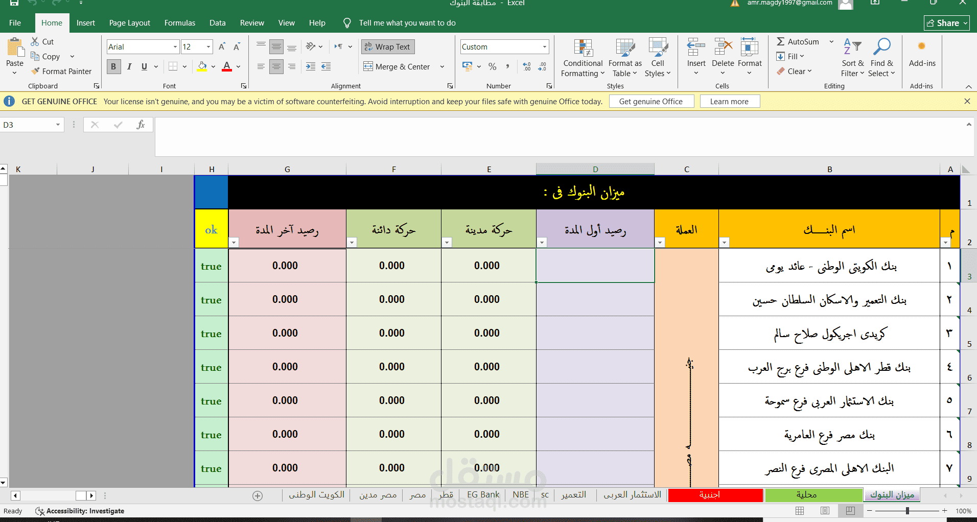 Financial Data Entry & Excel Accounting Report | مستقل