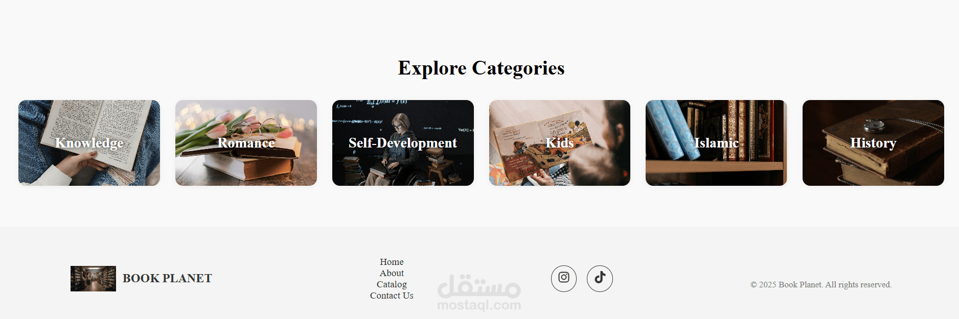 تصميم واجهة تصنيفات الكتب - Explore Categories