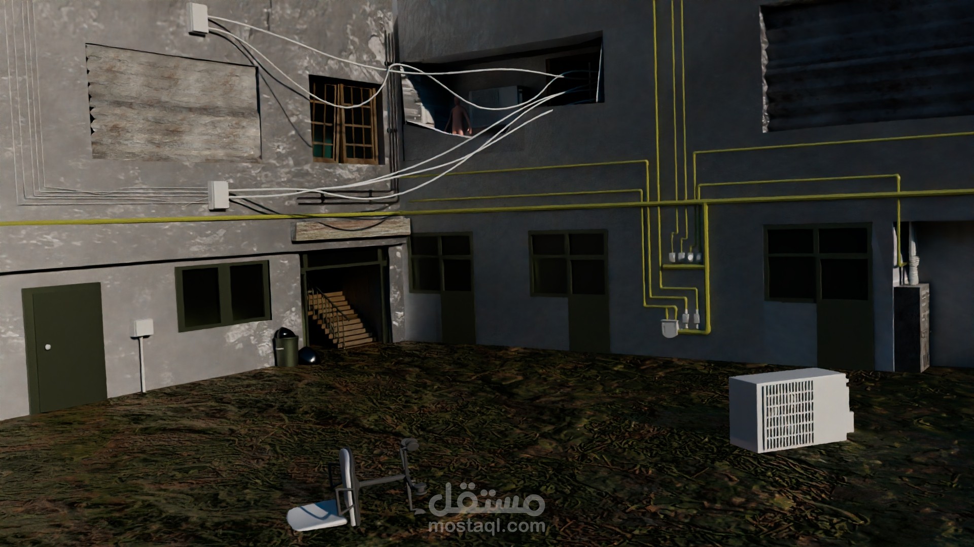 تصميم ثلاثي الابعاد 3d  لشقق مهجورة للالعاب video games