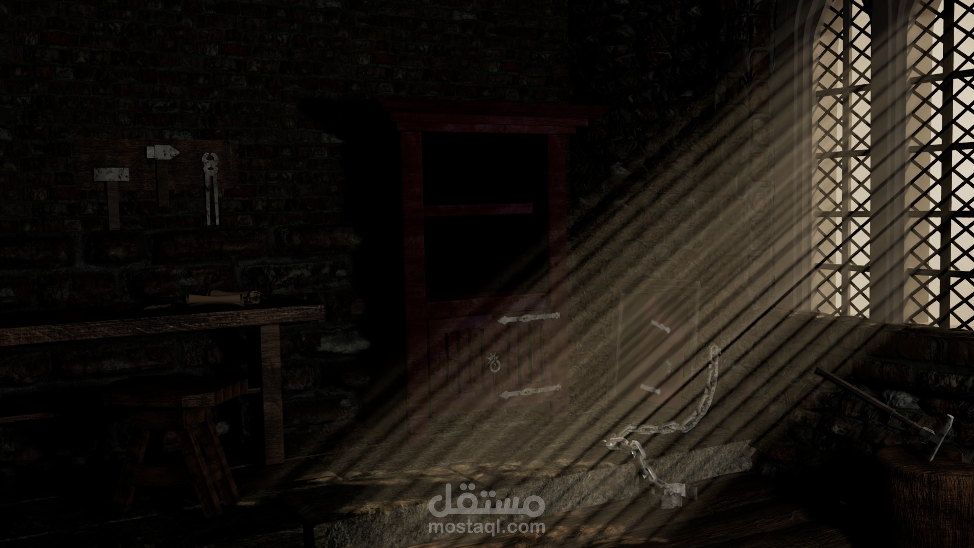 تصميم ثلاثي الابعاد 3d لغرفة من العصور الوسطى للالعاب video games