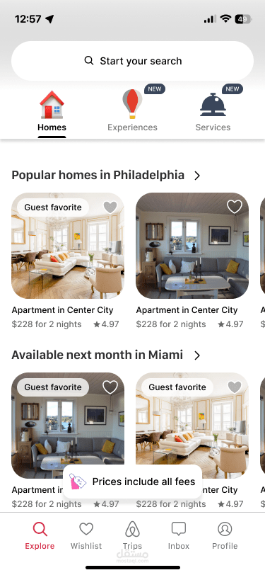 Airbnb mobile app ui duplication