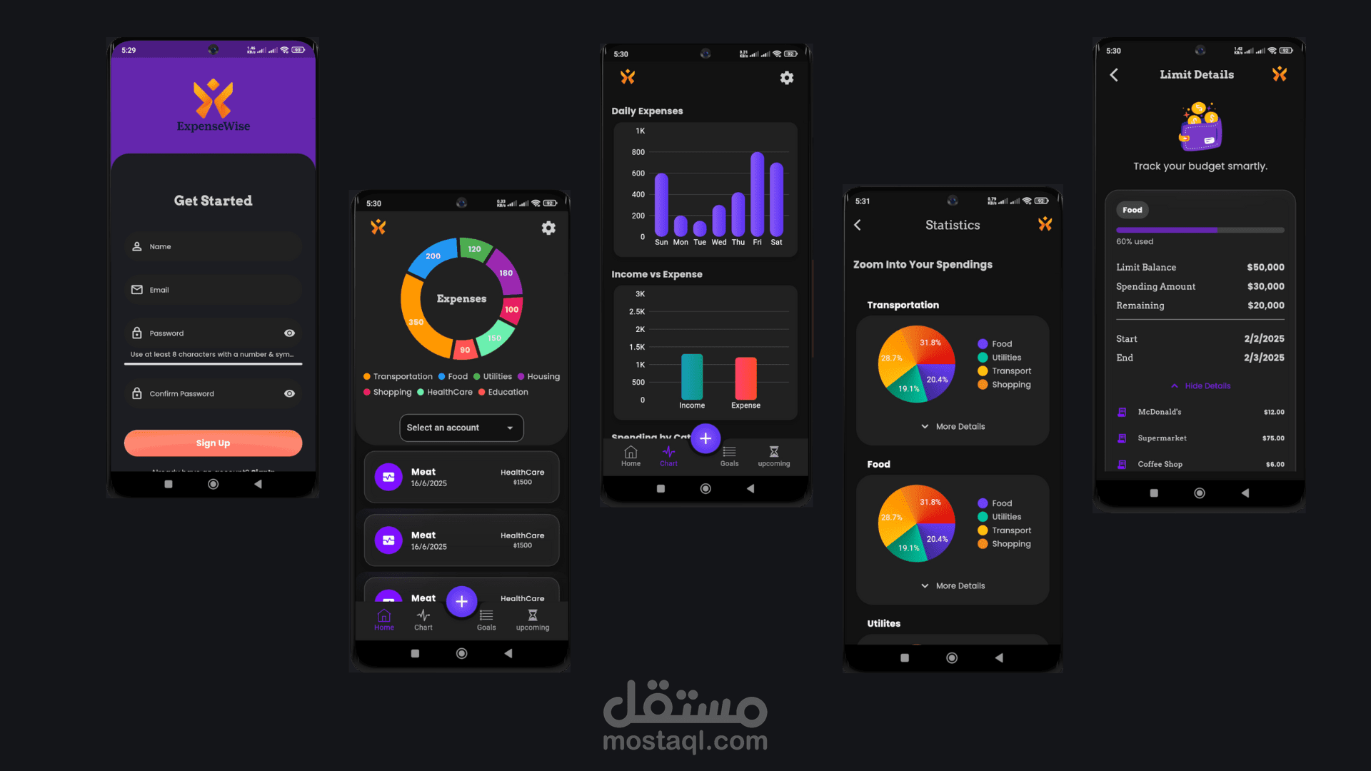 تطبيق ذكي لتتبع النفقات