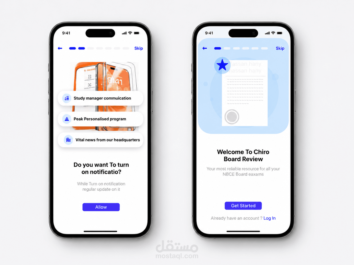 Chiro Board Review — Medical Learning Mobile App UI/UX