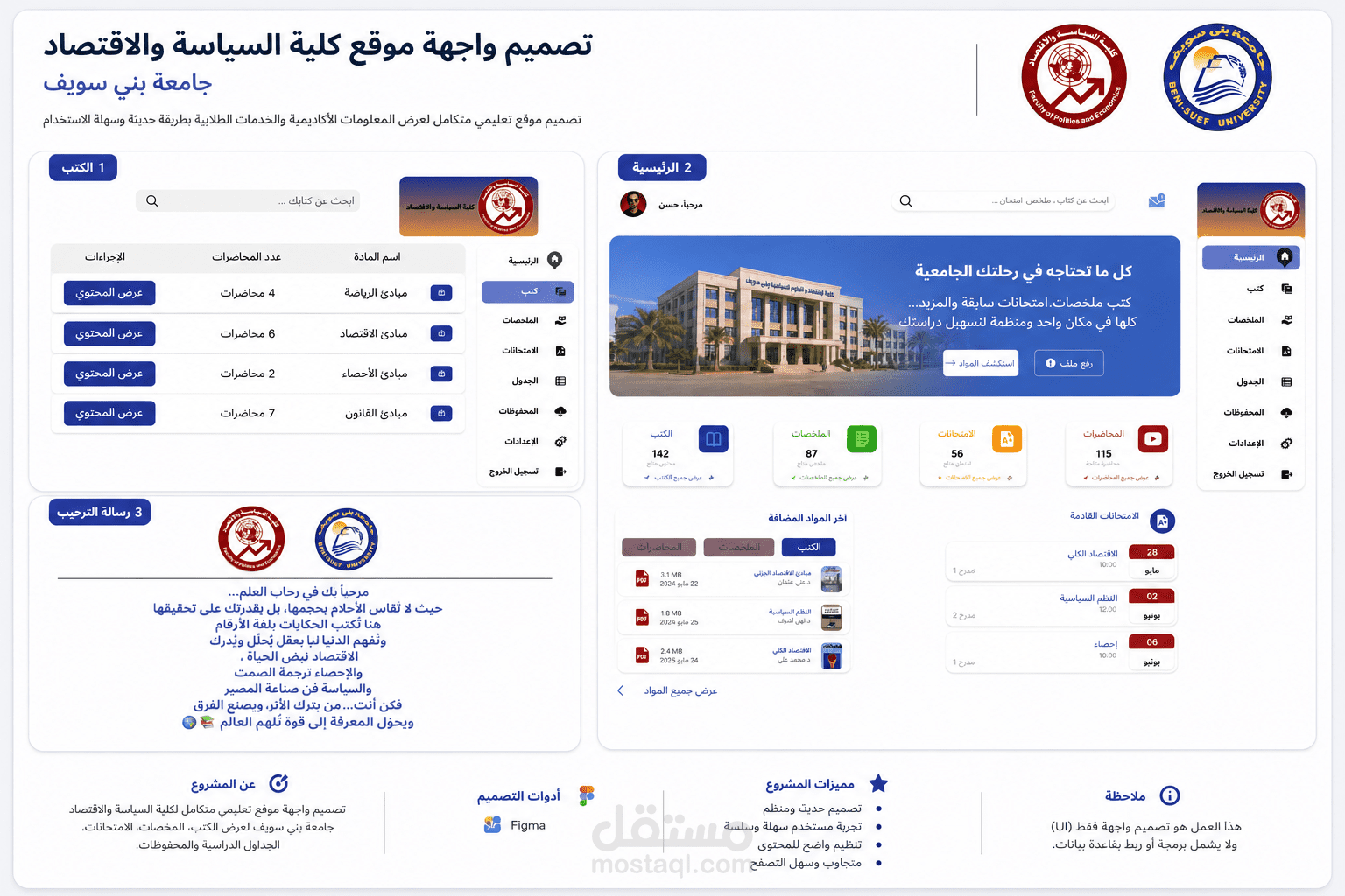 UI/UX Design لمنصة كلية الاقتصاد والعلوم السياسية