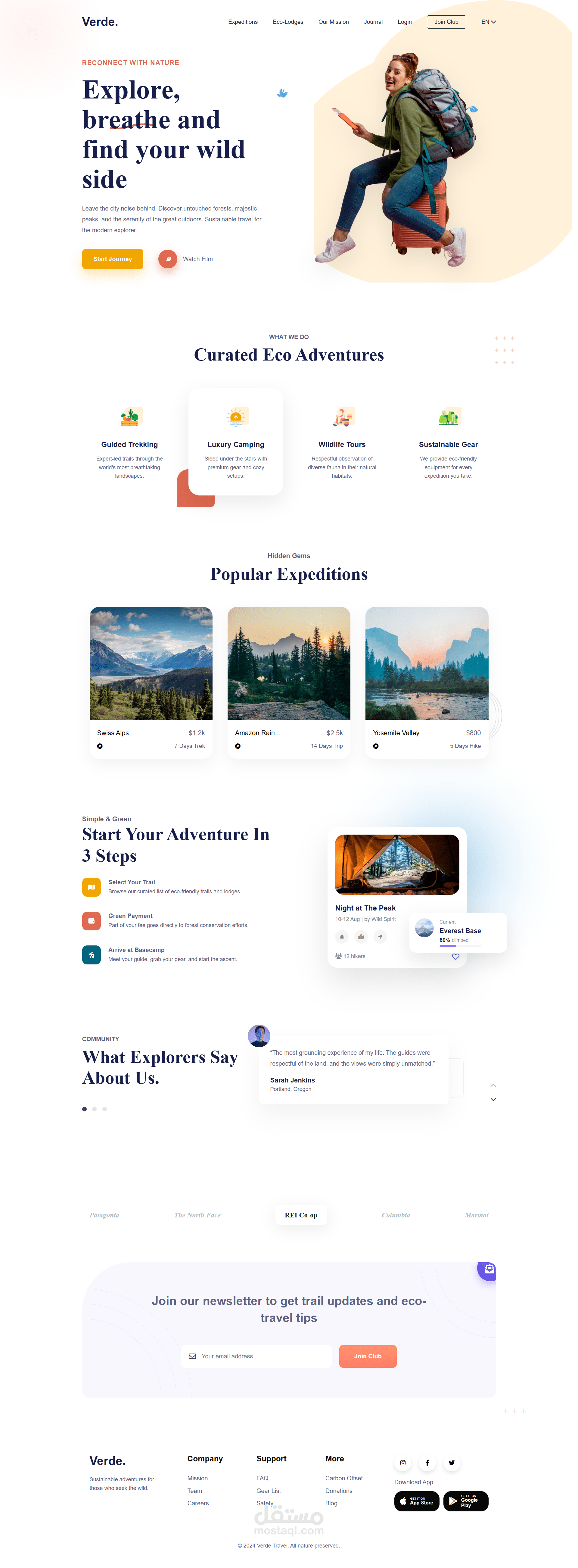 صفحة هبوط لشركة سياحة (Eco-Tourism)