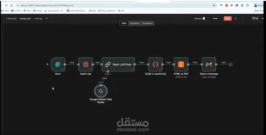 نظام ذكي لإنشاء الفواتير تلقائيًا وتحويلها إلى PDF وإرسالها عبر البريد الإلكتروني باستخدام الذكاء الاصطناعي