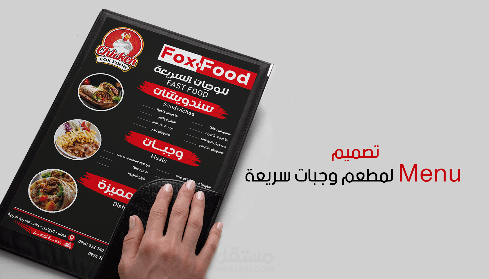 تصميم منيو menu لمطعم وجبات سريعة
