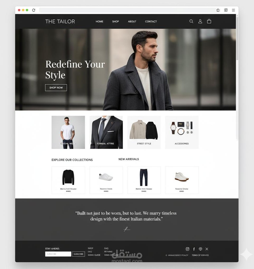 متجر إلكتروني ل براند The Tailor