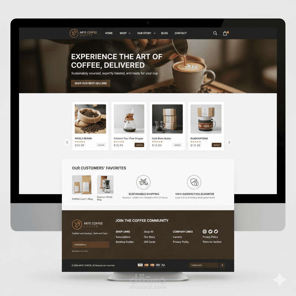 متجر إلكتروني ل CoffeShop