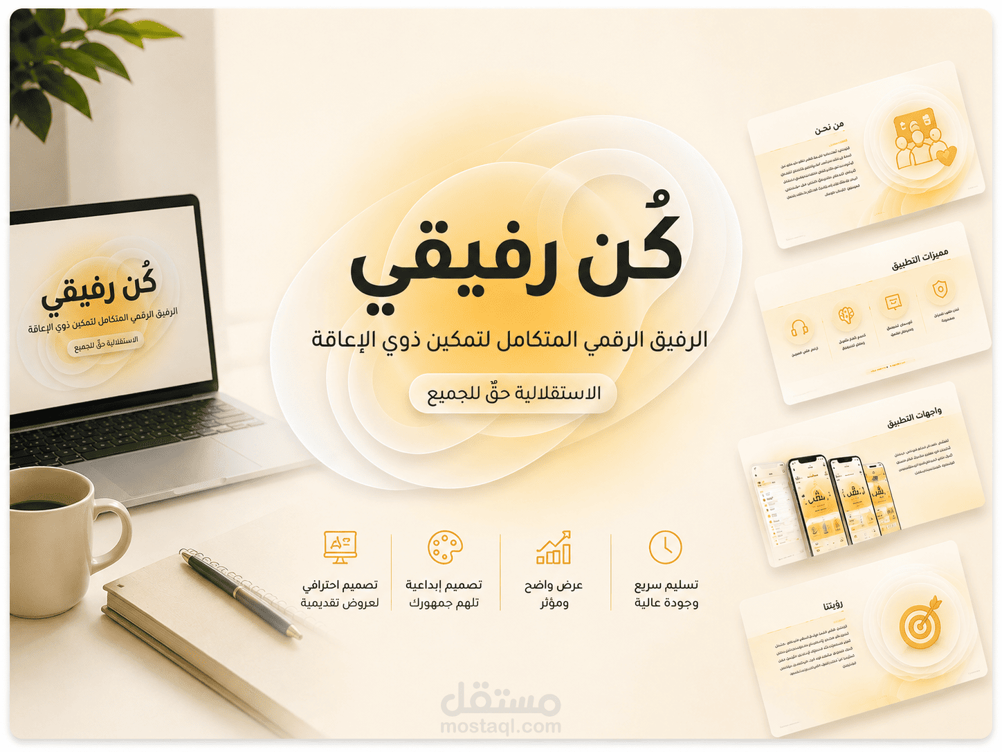 تصميم عرض الهوية التقنية لمشروع "كُن رفيقي"