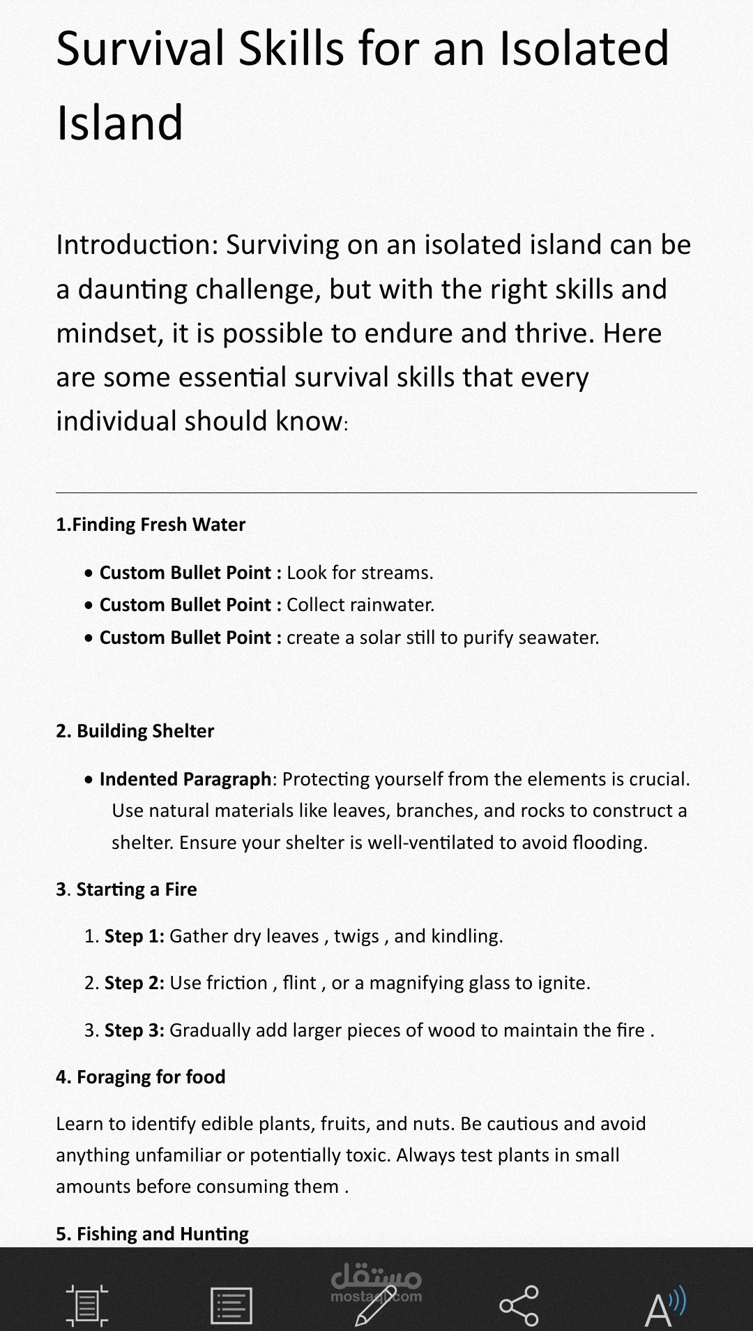 A Guide to Survival Skills on an Isolated Island