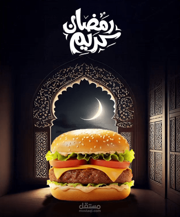تصميم إعلان سوشيال ميديا احترافي لمطعم بمناسبة رمضان
