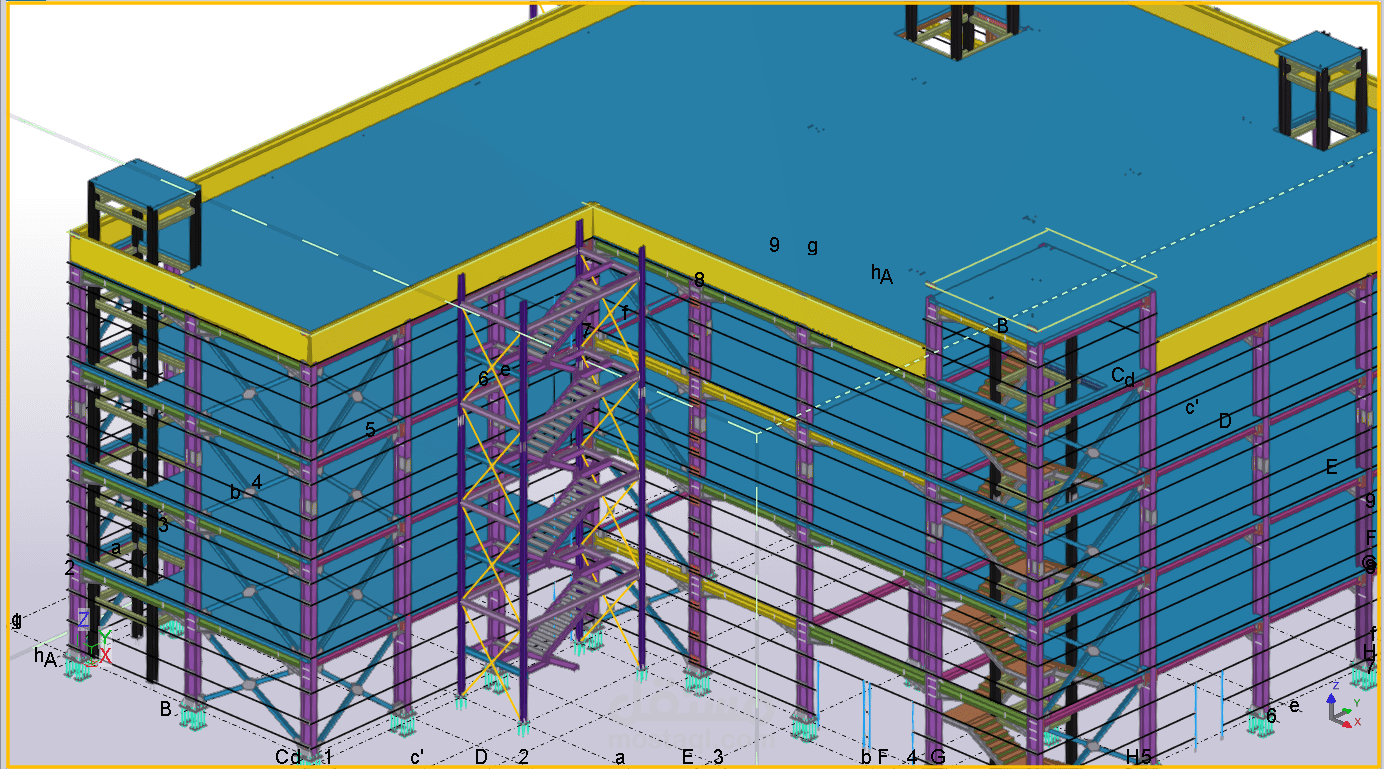 دراسة مبنى معدني باربع طوابق