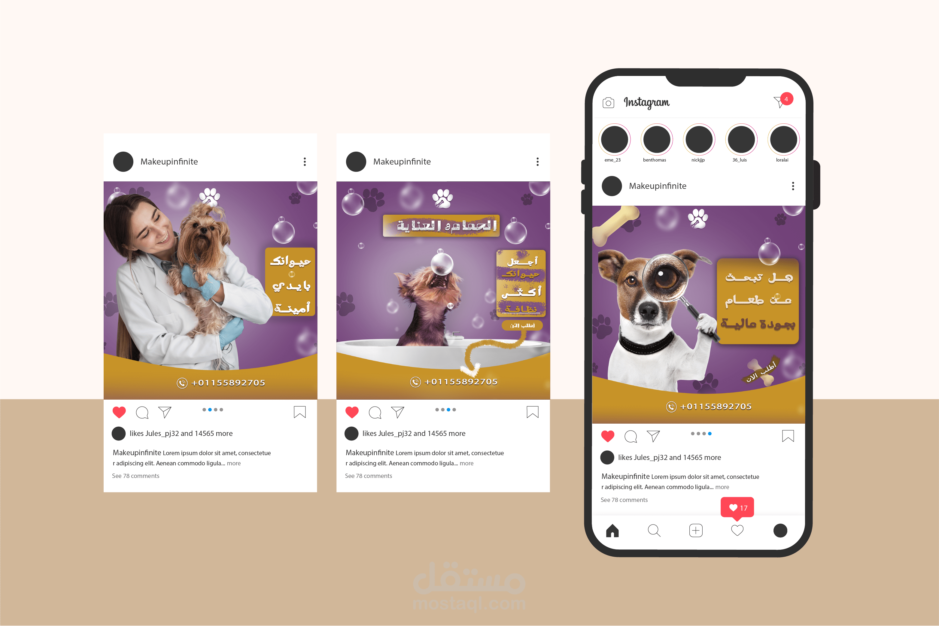 Social media design about veterinary medicine