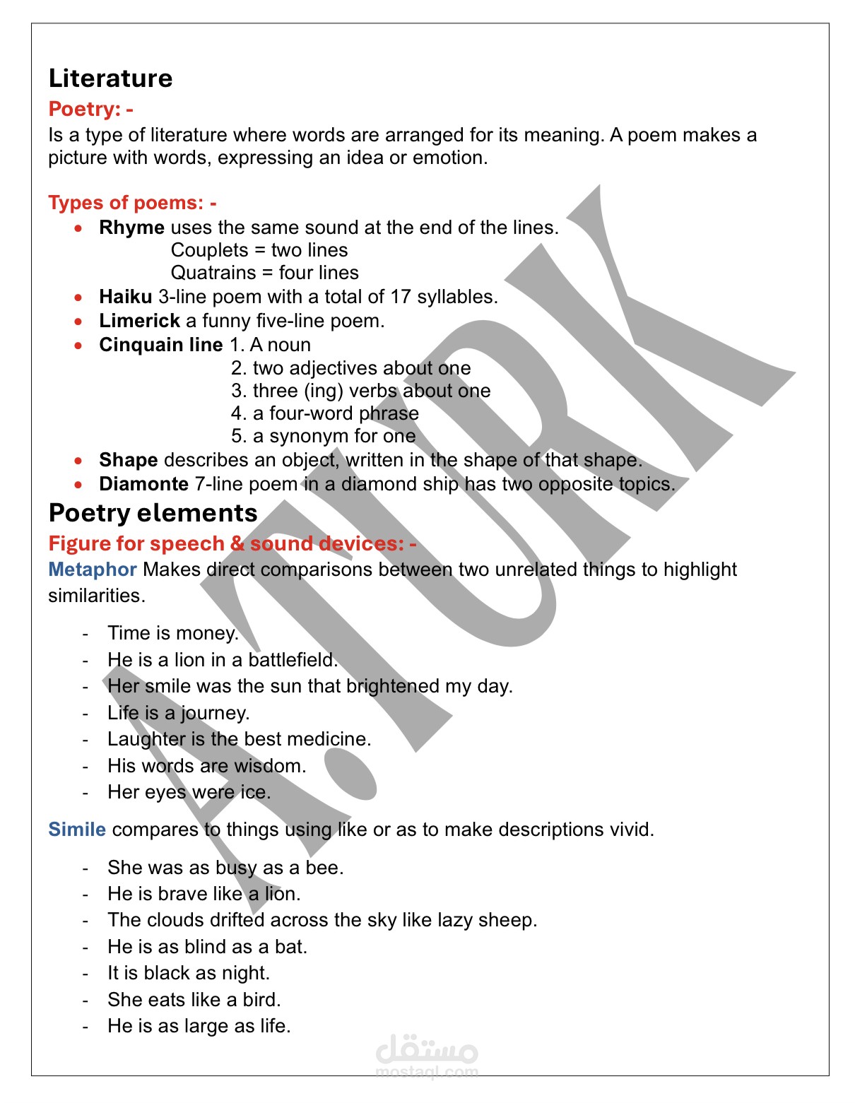 Poetry elements
