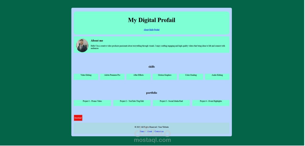 تصميم صفحة ويب فيها ملفات شخصية تعريفية
