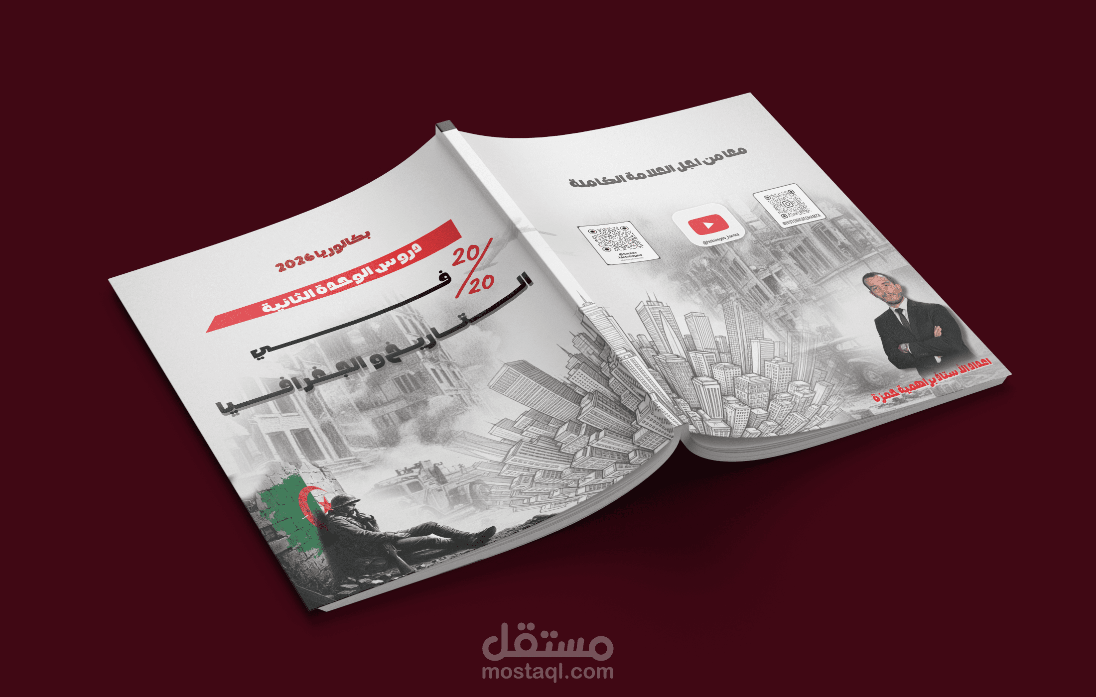 تصميم مجلة تعليمية خاصة بمادة التاريخ والجغرافيا (الوحدة الثانية – بكالوريا 2026)