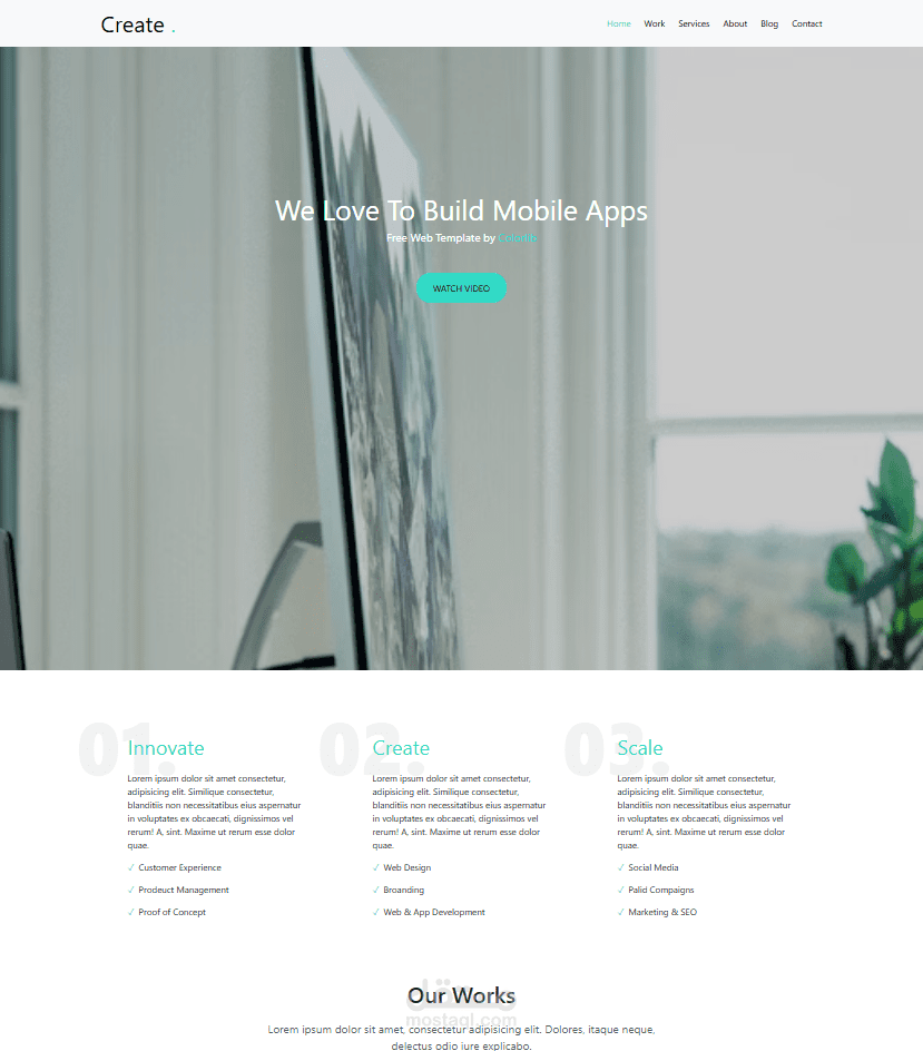 تصميم واجهة إبداعية لموقع متخصص بتطوير تطبيقات الموبايل