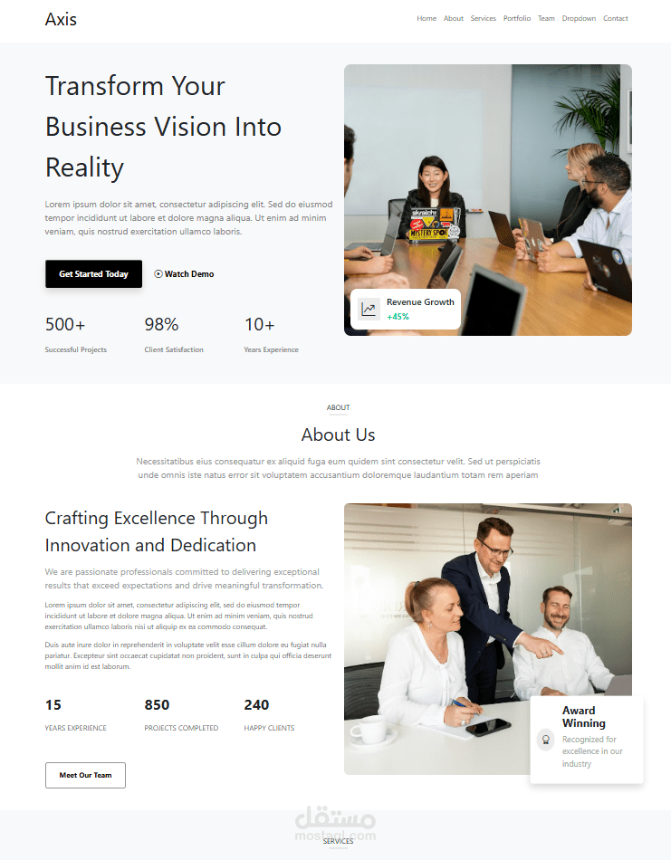 تصميم وتطوير موقع أعمال احترافي لعرض خدمات الشركات