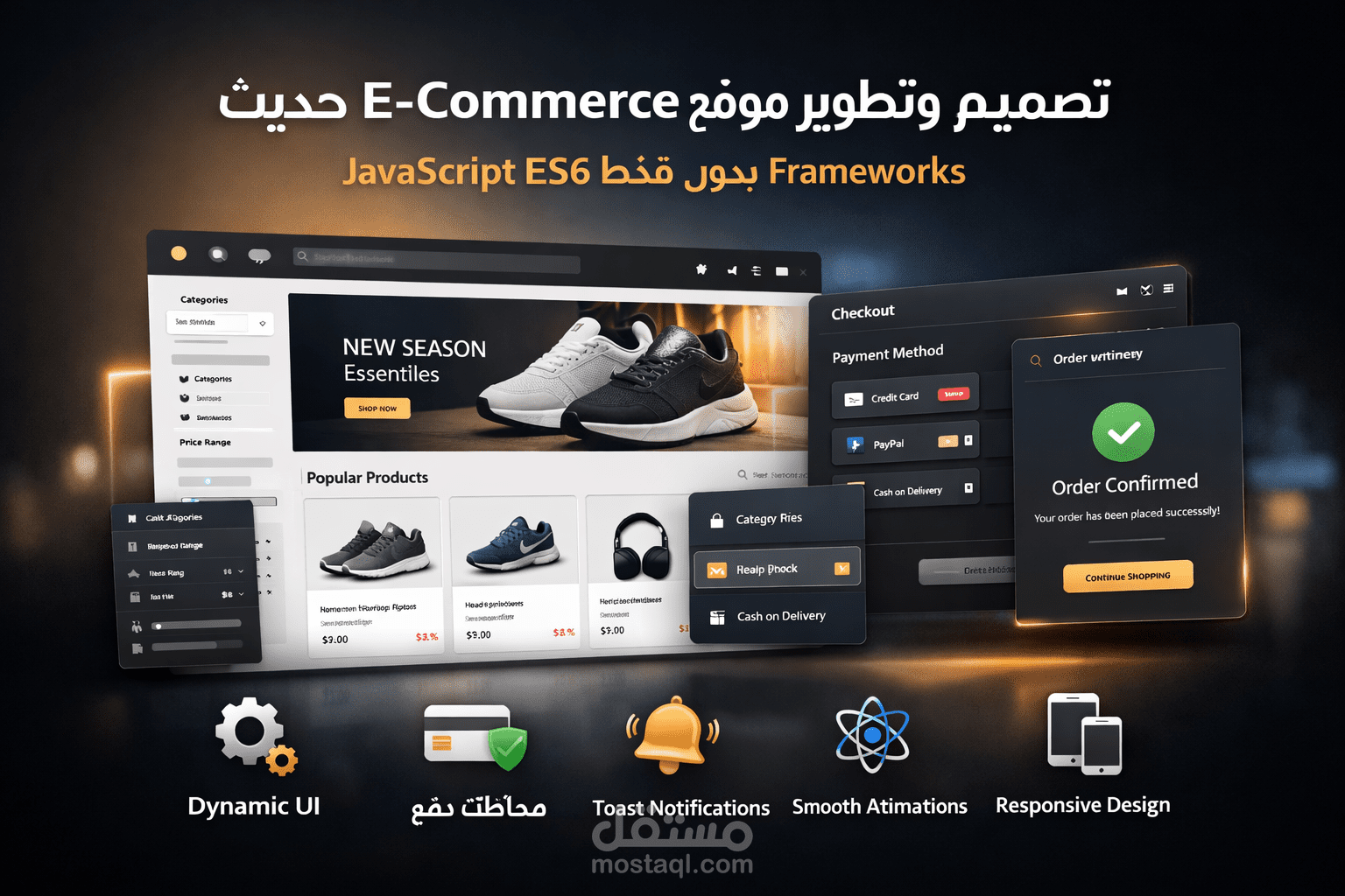 تصميم وتطوير موقع E-Commerce حديث باستخدام JavaScript ES6