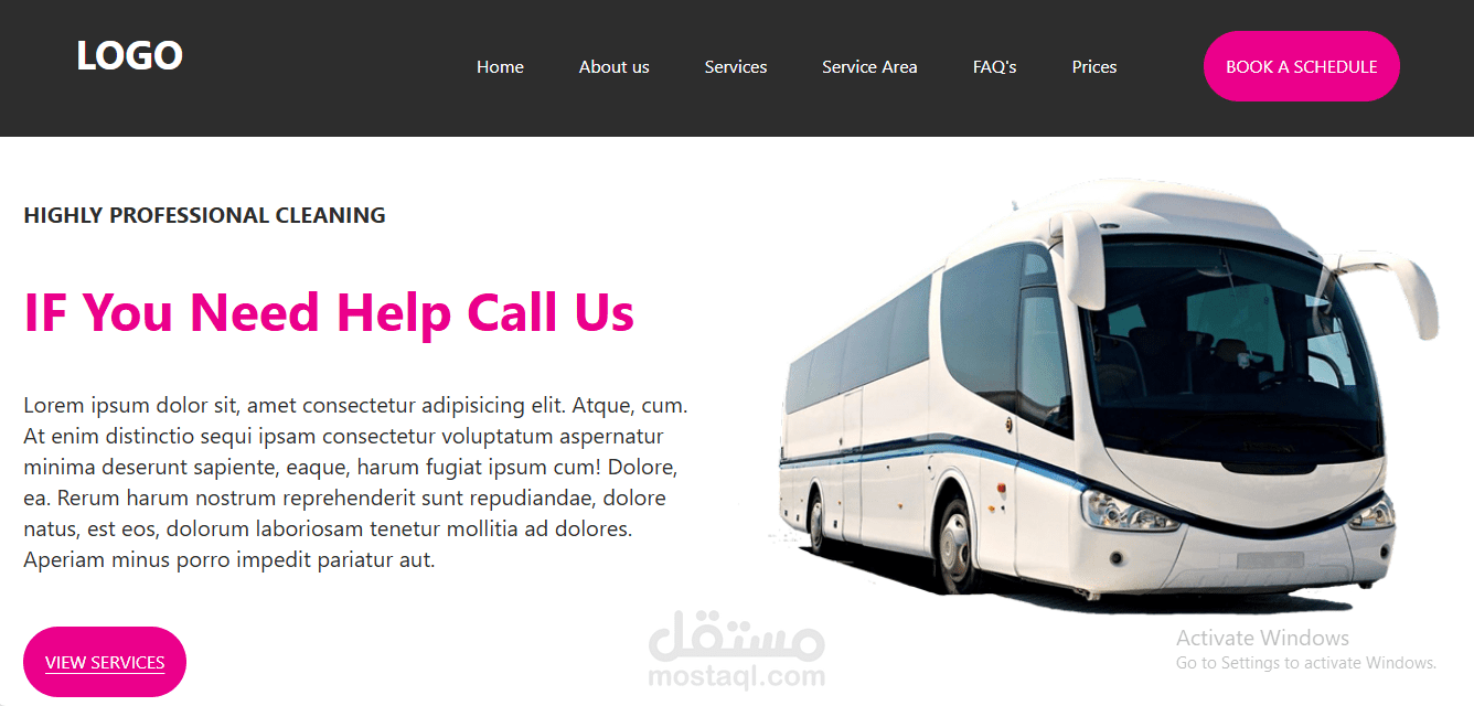 تصميم موقع ويب وصفحة هبوط لموقع حجز أتوبيس Bus