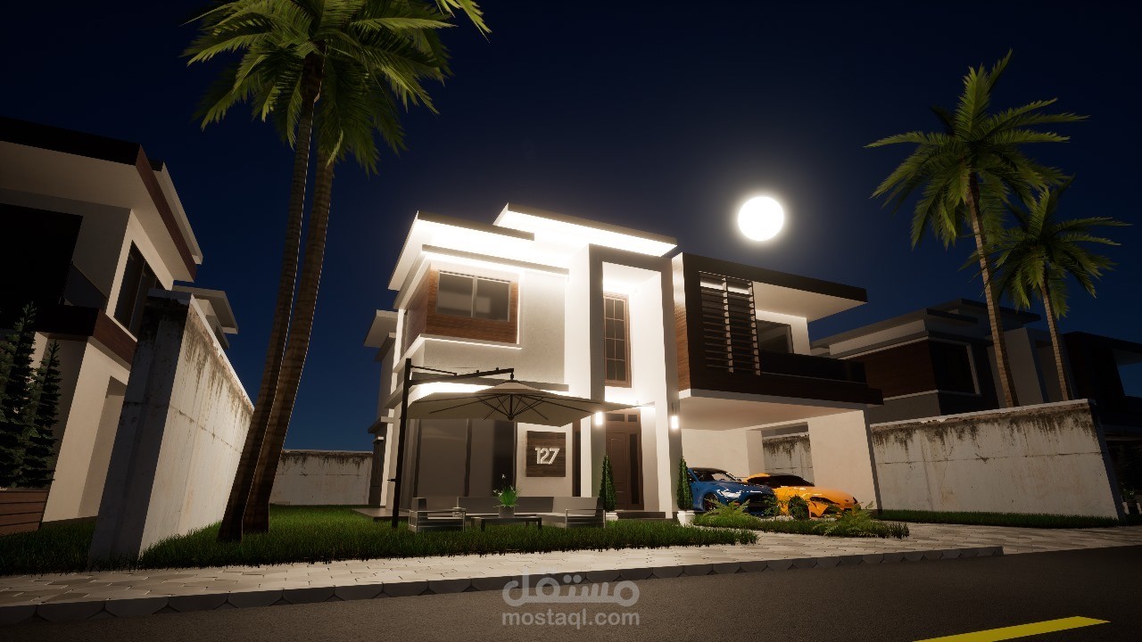 تصميم واجهة خارجية لفله
