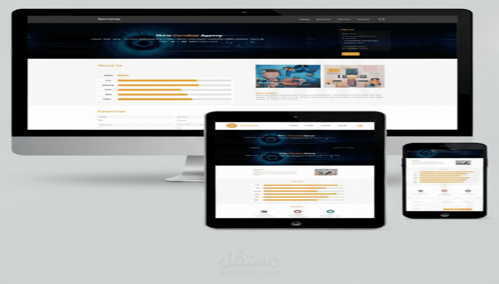 تطوير موقع احترافي متجاوب للجميع الشاشات باستخدام HTML و CSS و JavaScriptو Bootstrap