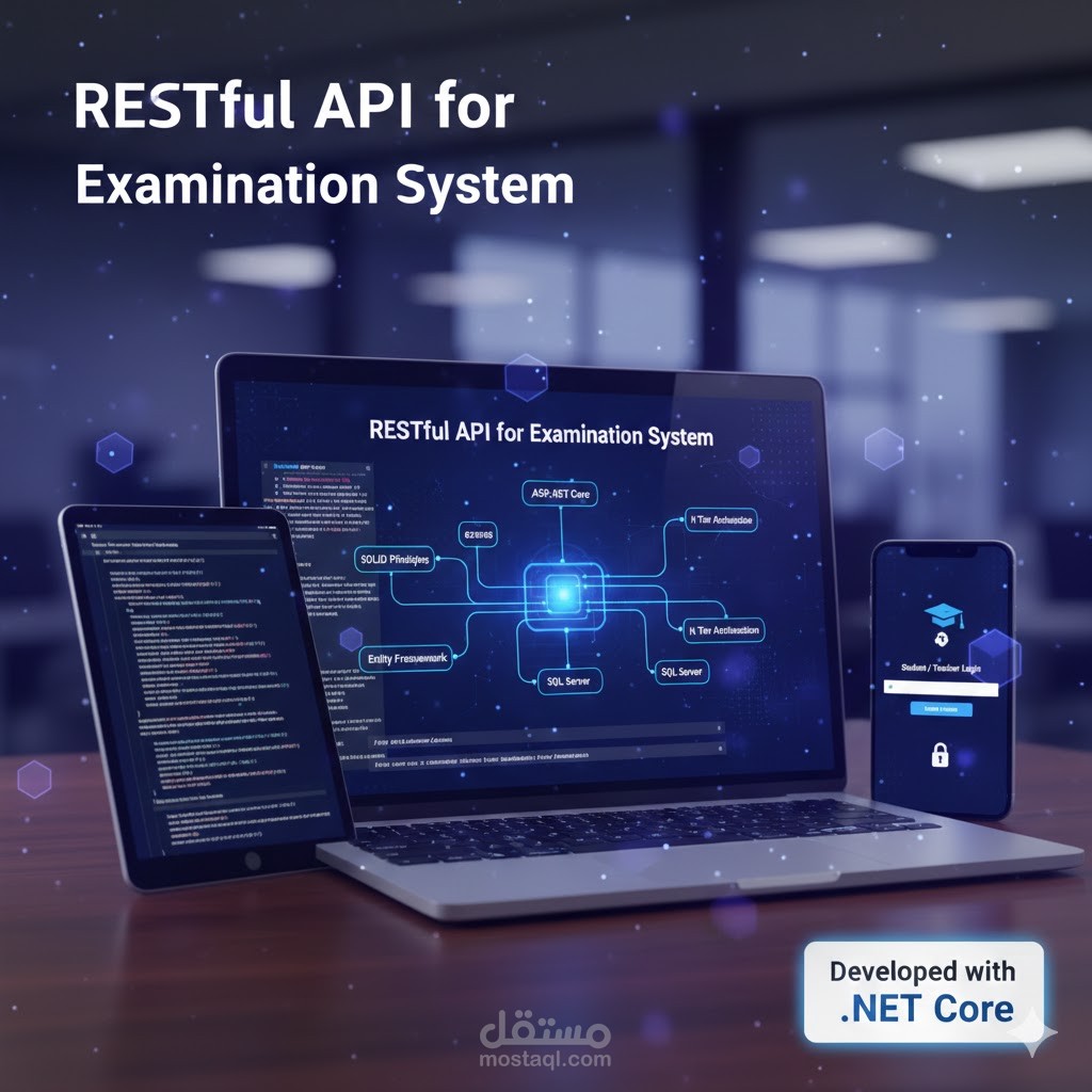 تطوير RESTful API متكاملة لنظام امتحانات أونلاين لإدارة الكورسات، الامتحانات، الأسئلة، والنتائج.