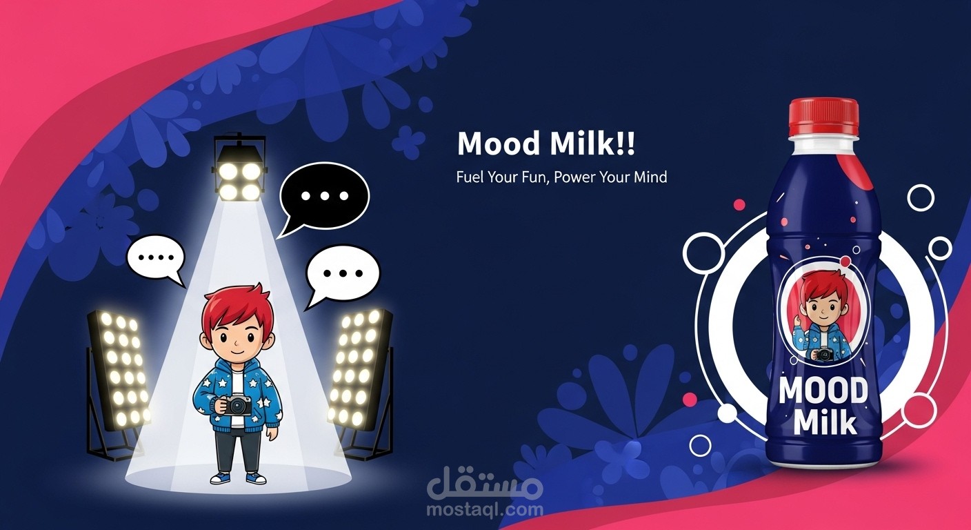 تصميم اعلان لمنتج مشروع لبني