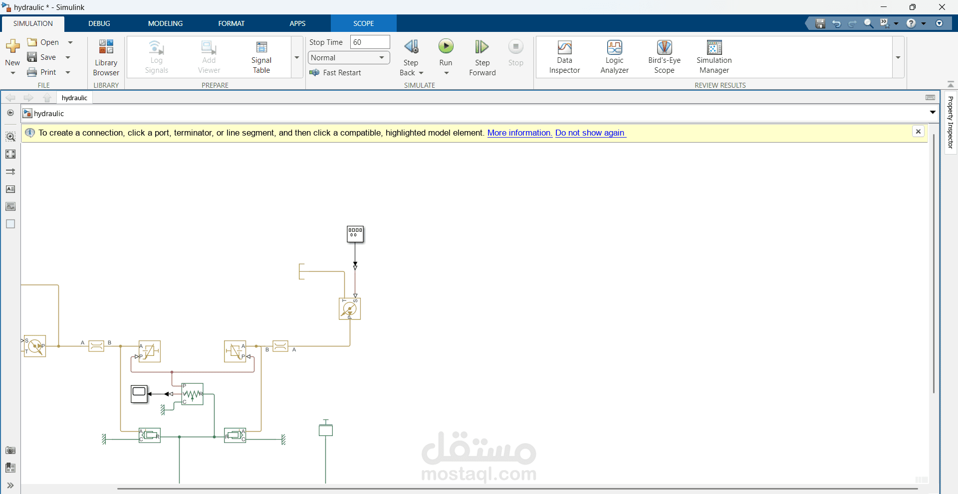 hydraulic example using simulink