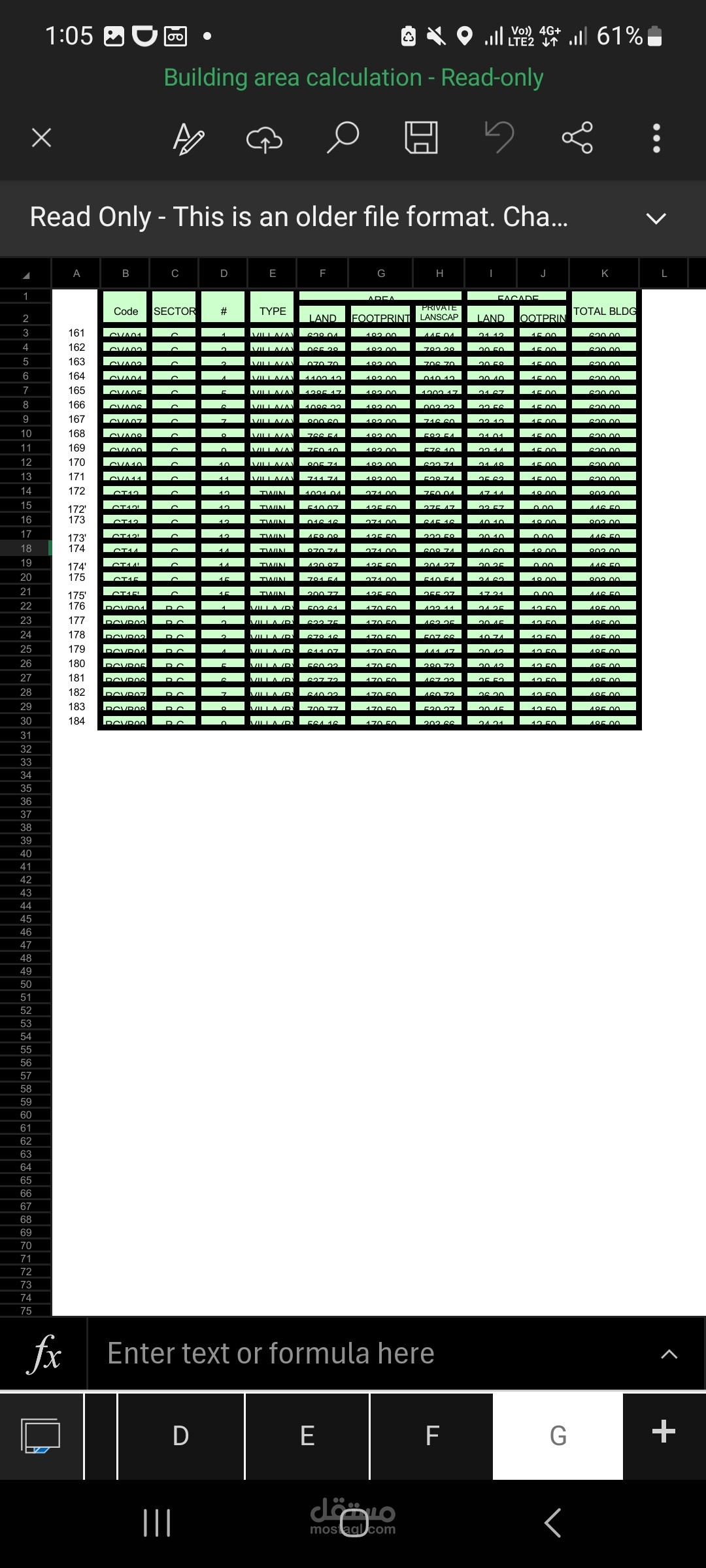 Building area calculation