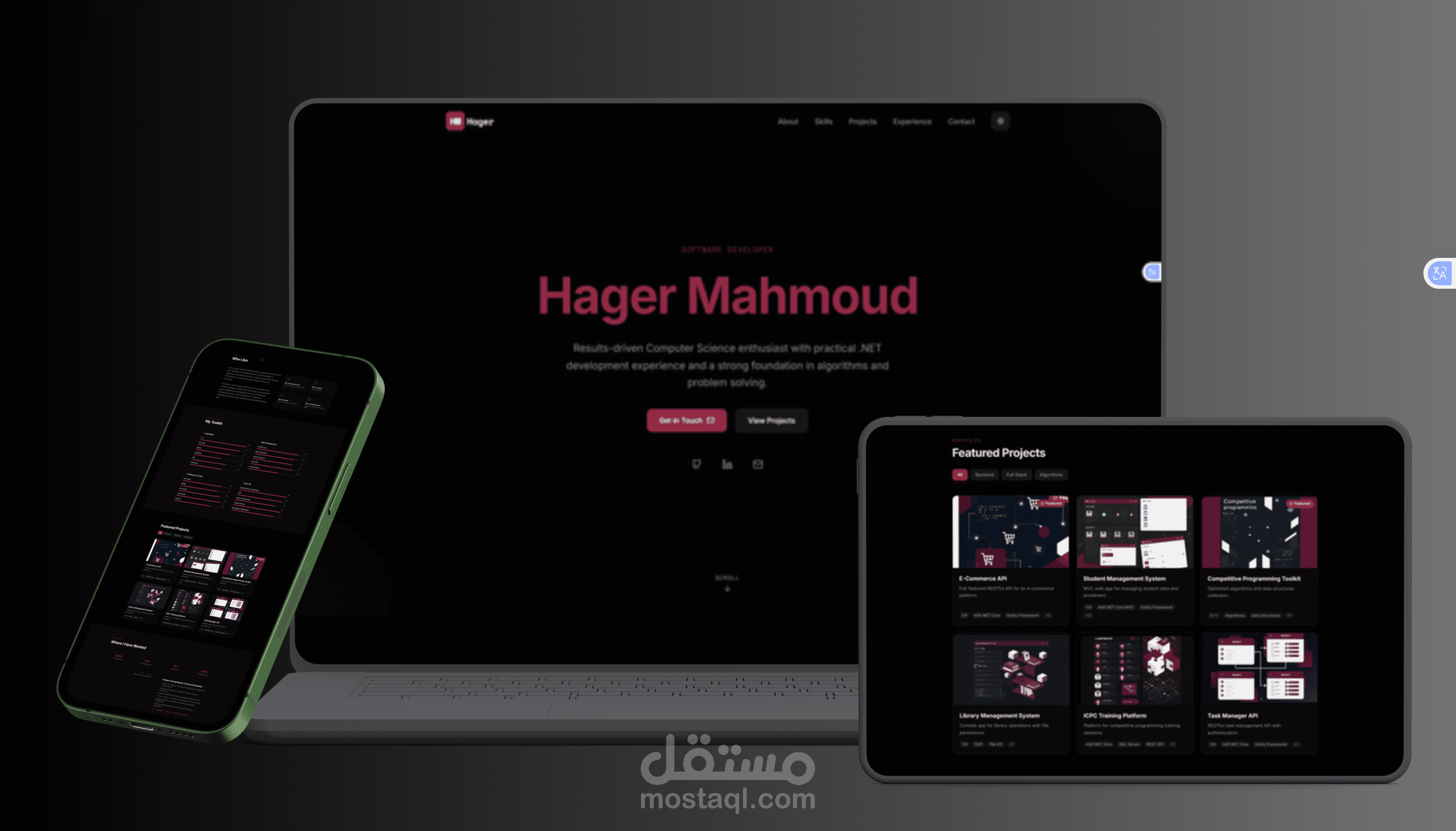 تطوير موقع معرض أعمال شخصي احترافي باستخدام Next.js و Tailwind CSS