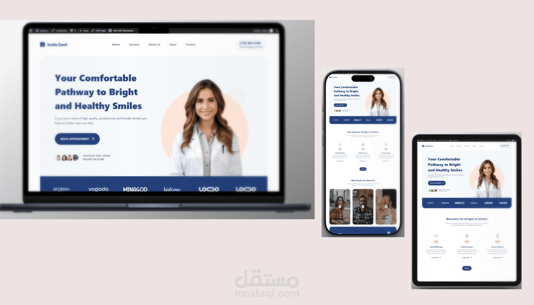 تصميم موقع احترافي لعيادة أسنان باستخدام WordPress