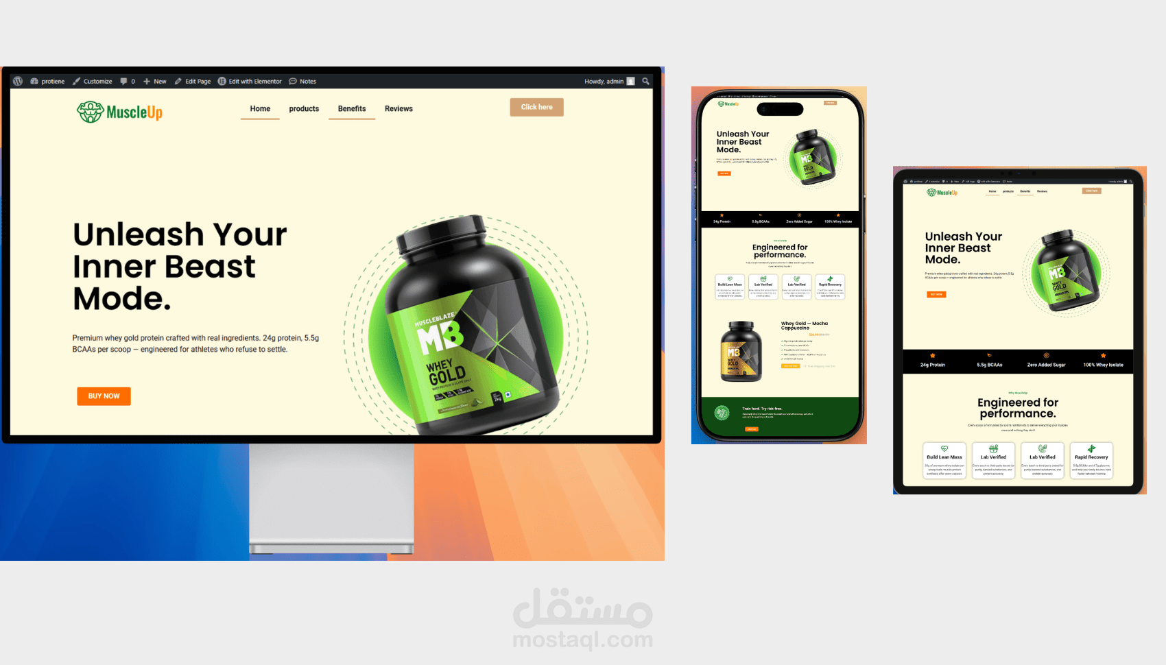 تصميم  landing page  احترافية لبيع المكملات الغذائية باستخدام WordPress وWooCommerce