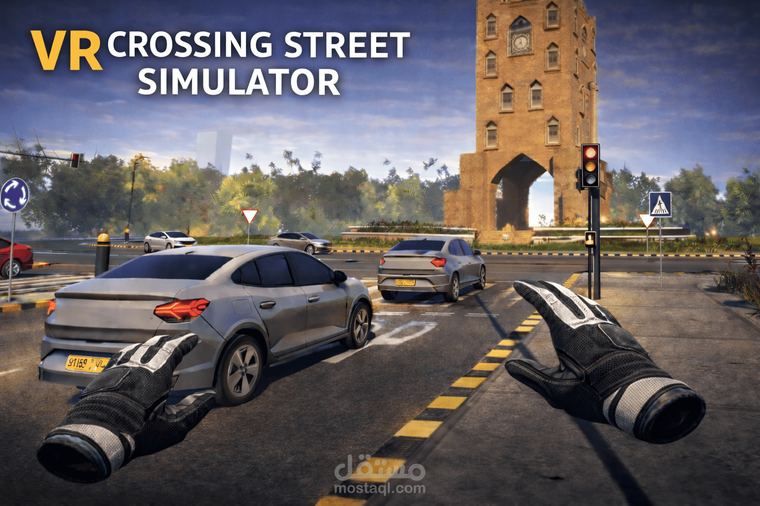 Street Crossing VR Simulation with AI Traffic System