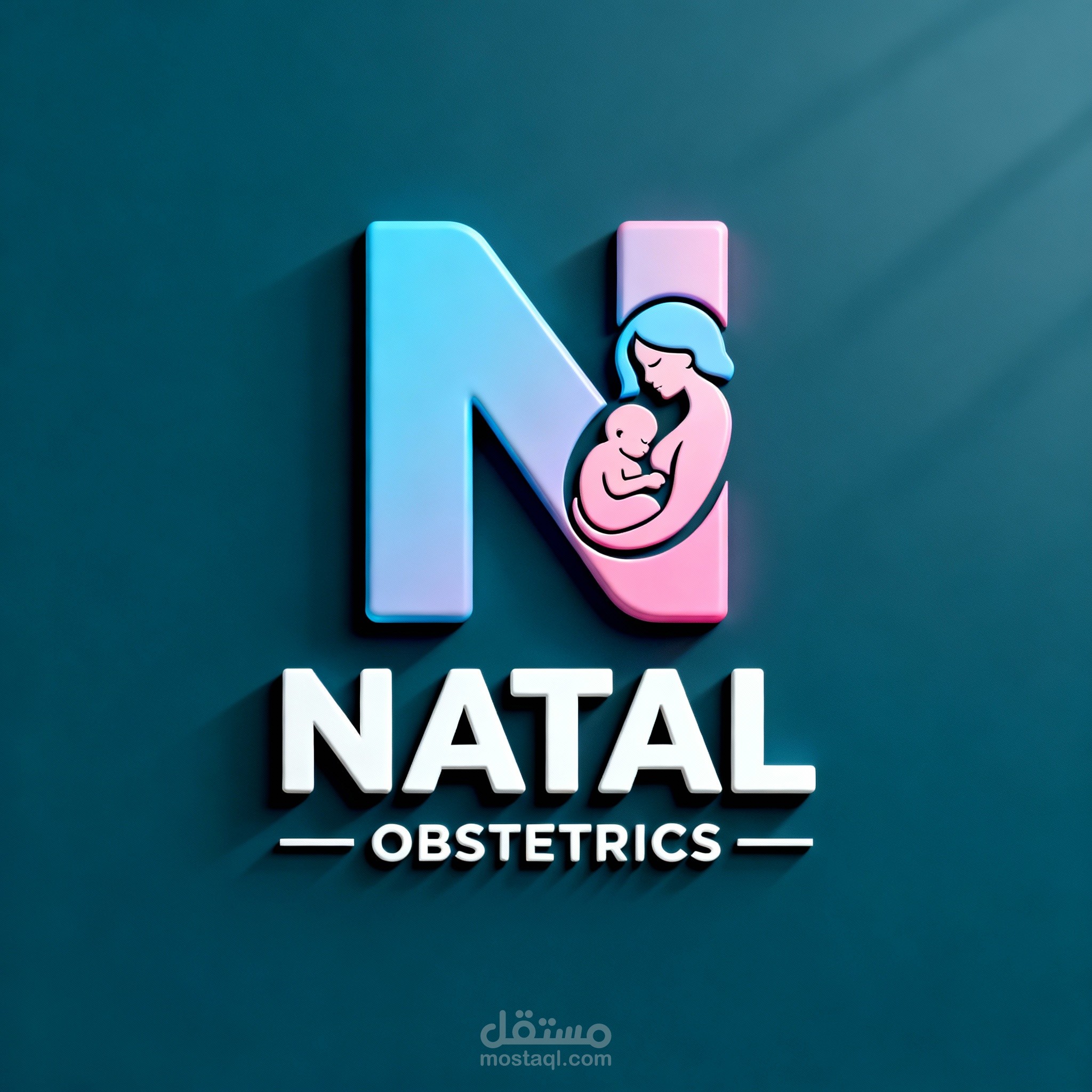 تصميم لوجو احترافي ثلاثي الأبعاد لعلامة طبية (Natal Obstetrics)