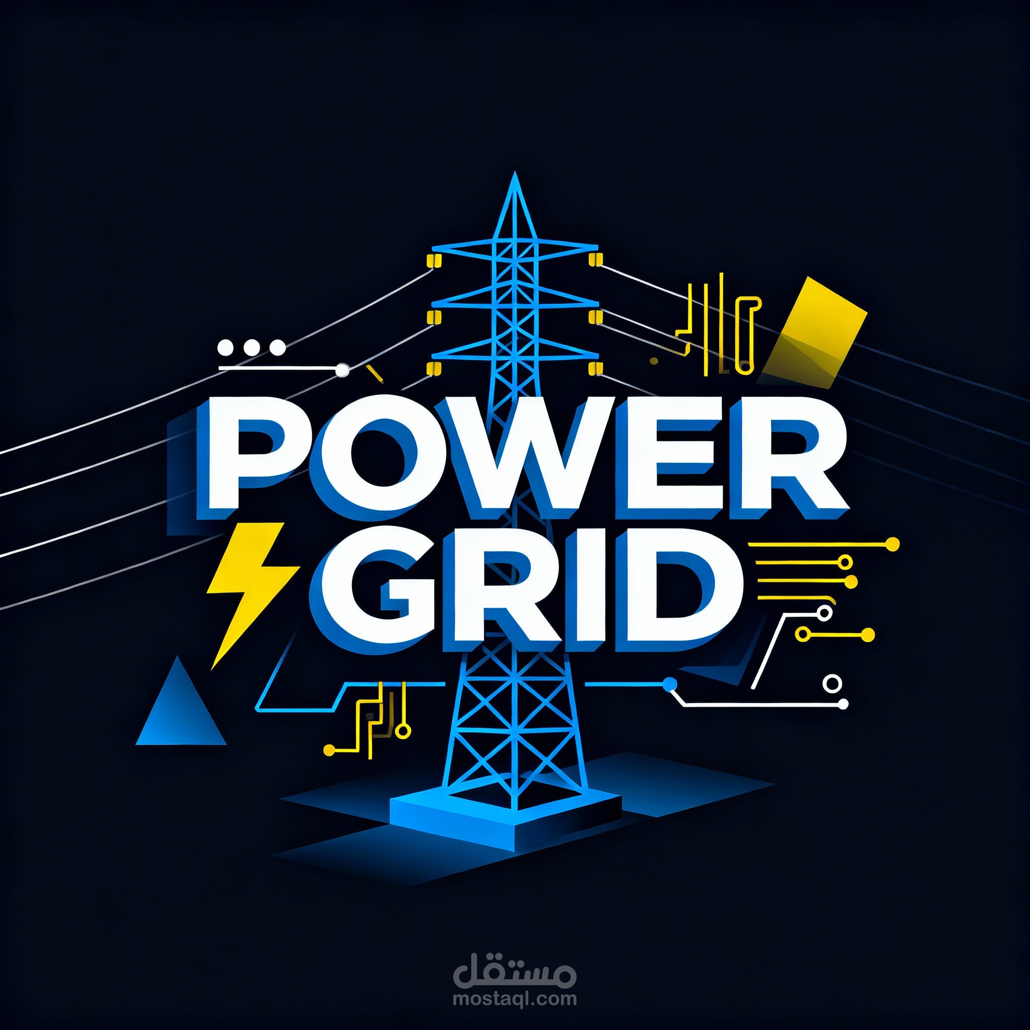 تصميم لوجو احترافي 3D لمجال الكهرباء والطاقة (POWER GRID)
