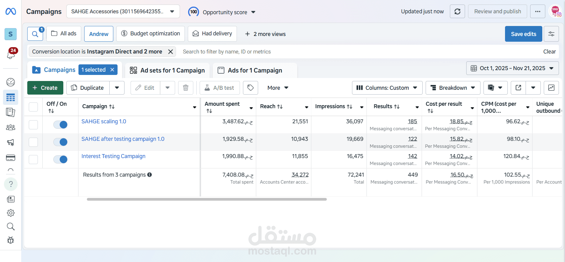 حملة اعلانات messaging conversions