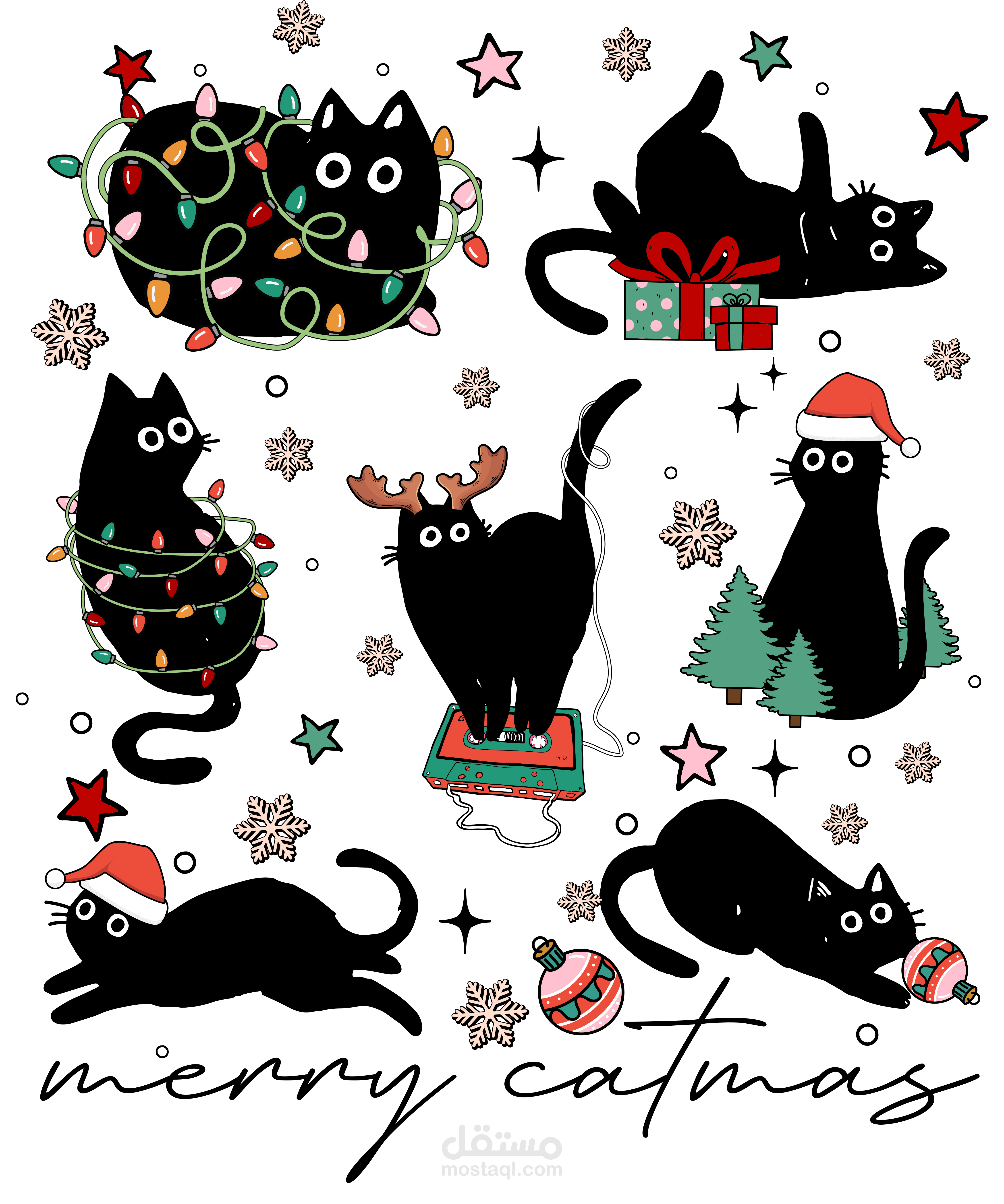 Merry Catmas Funny Cat Mom Cat Dad Christmas Cat