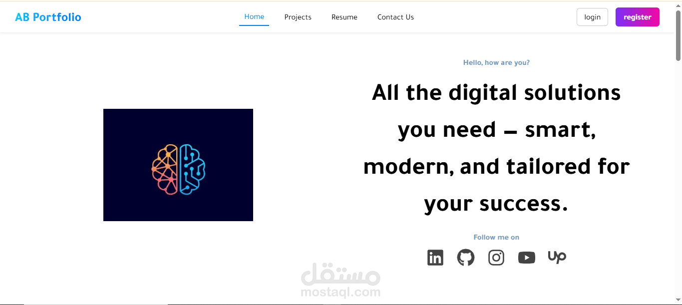 Portfolio Website – موقع بورتفوليو احترافي لعرض الأعمال