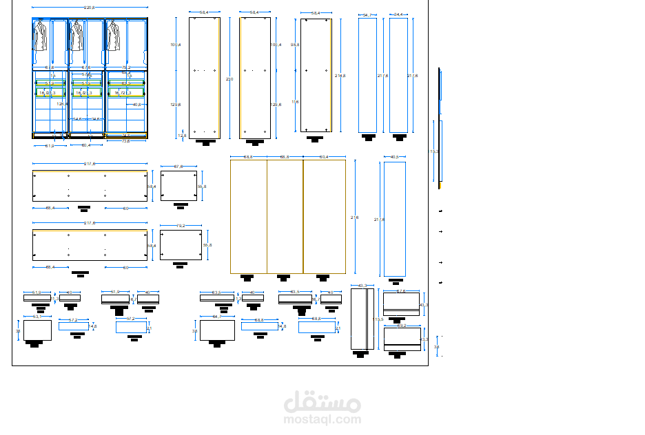 إعداد Shop Drawings + Cutting Files + BOQ للأثاث الخشبي